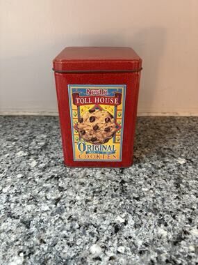 Vintage Nestle Till House Cookie Tin Red